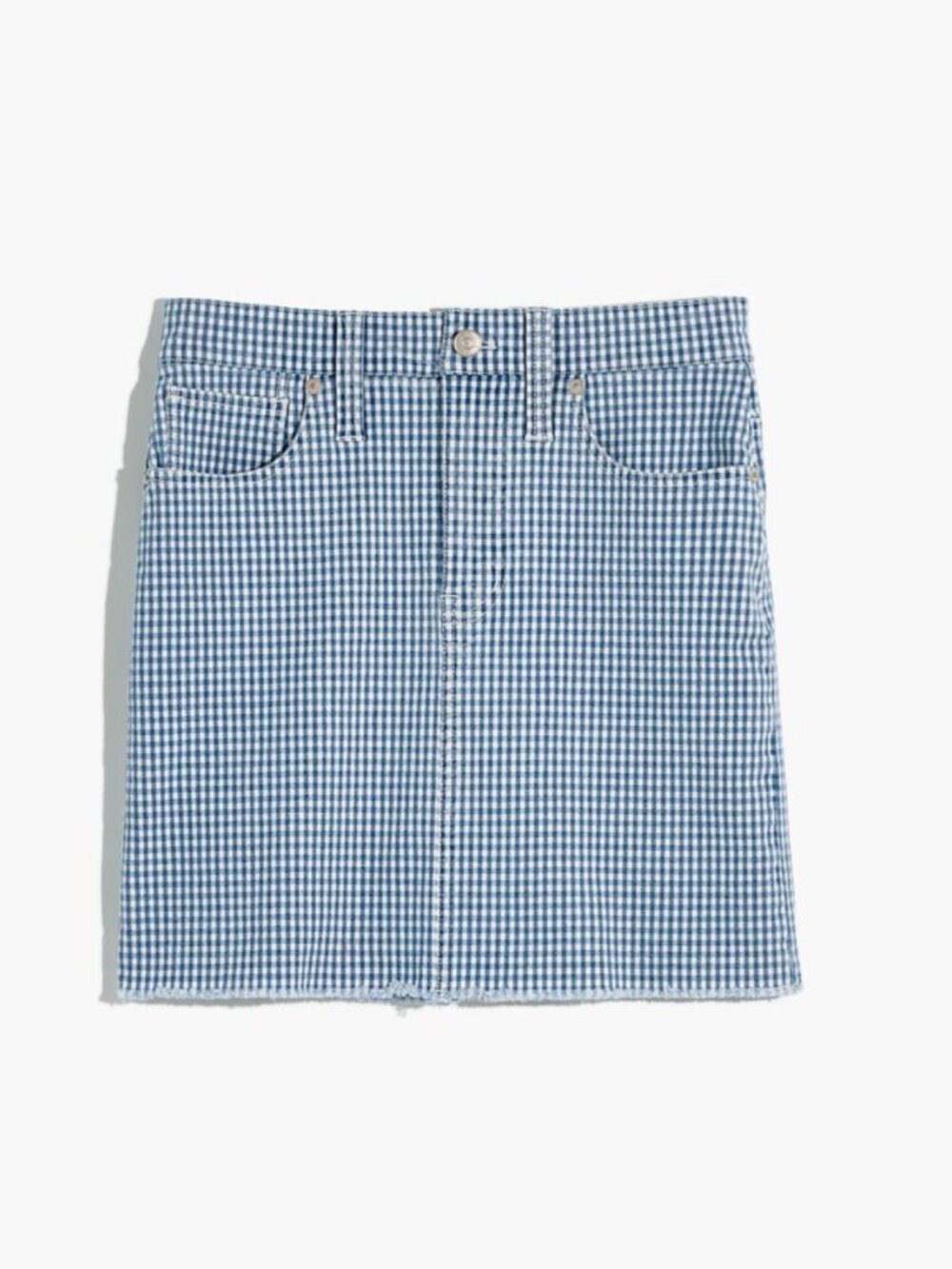 Madewell Stretch Straight Mini Skirt in Gingham: Raw-Hemmed Edition - Size 30